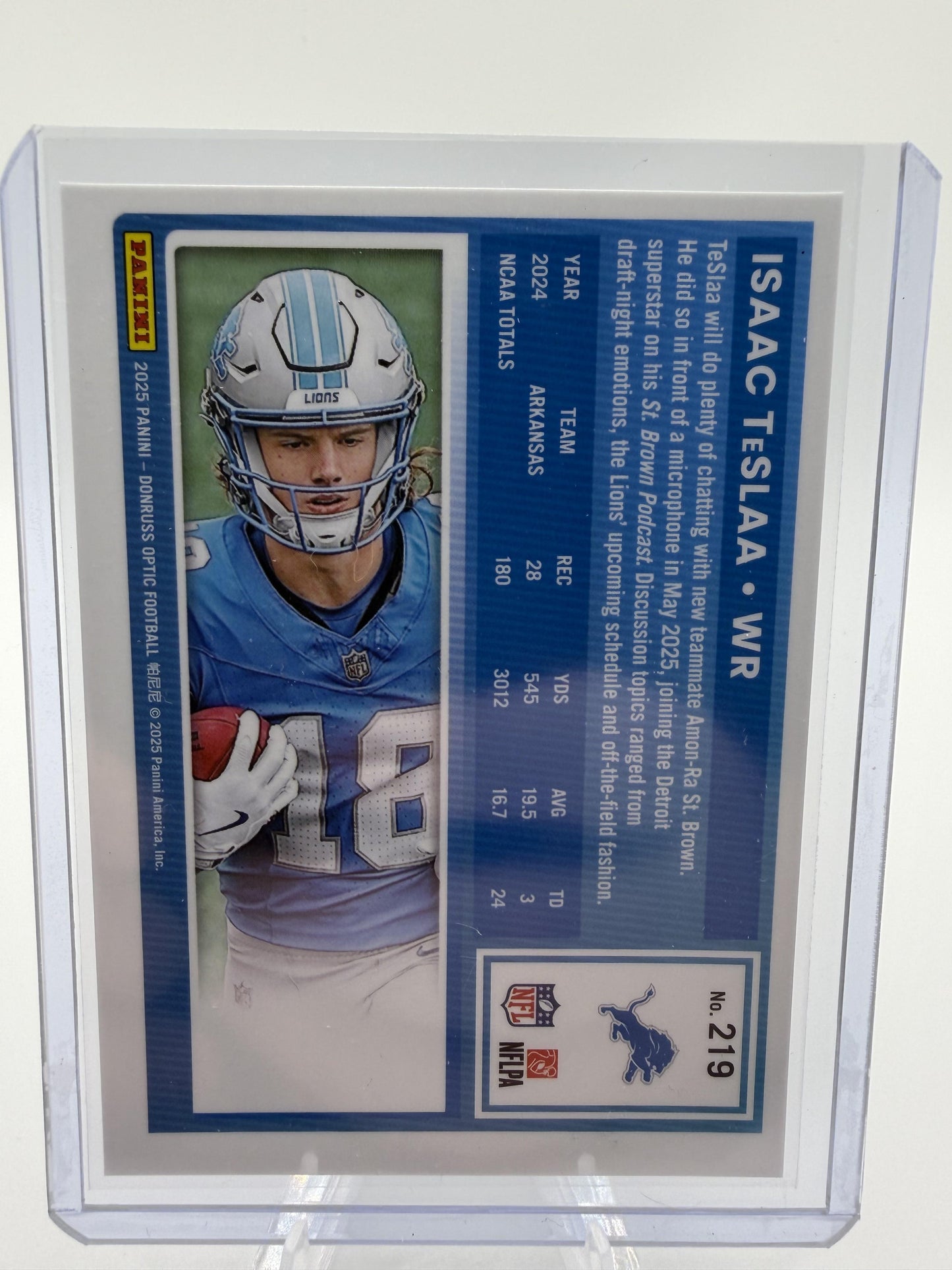 2025 Donruss Optic Isaac TeSlaa Rated Rookie Lions Card #219
