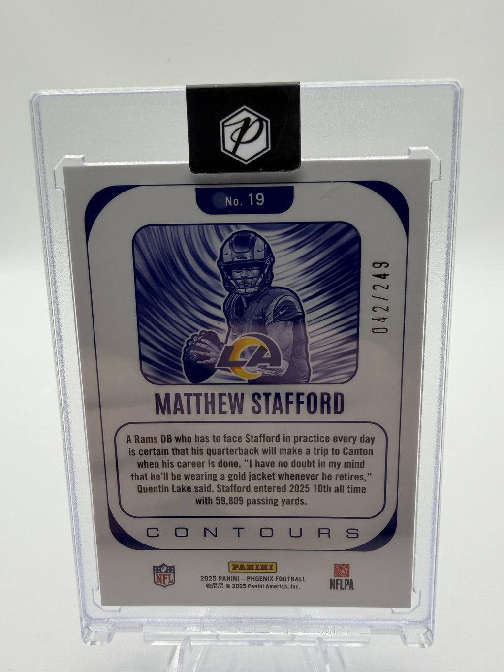 2025 Panini Phoenix Matthew Stafford Rams #19 Contours Red Pandora /249 Card