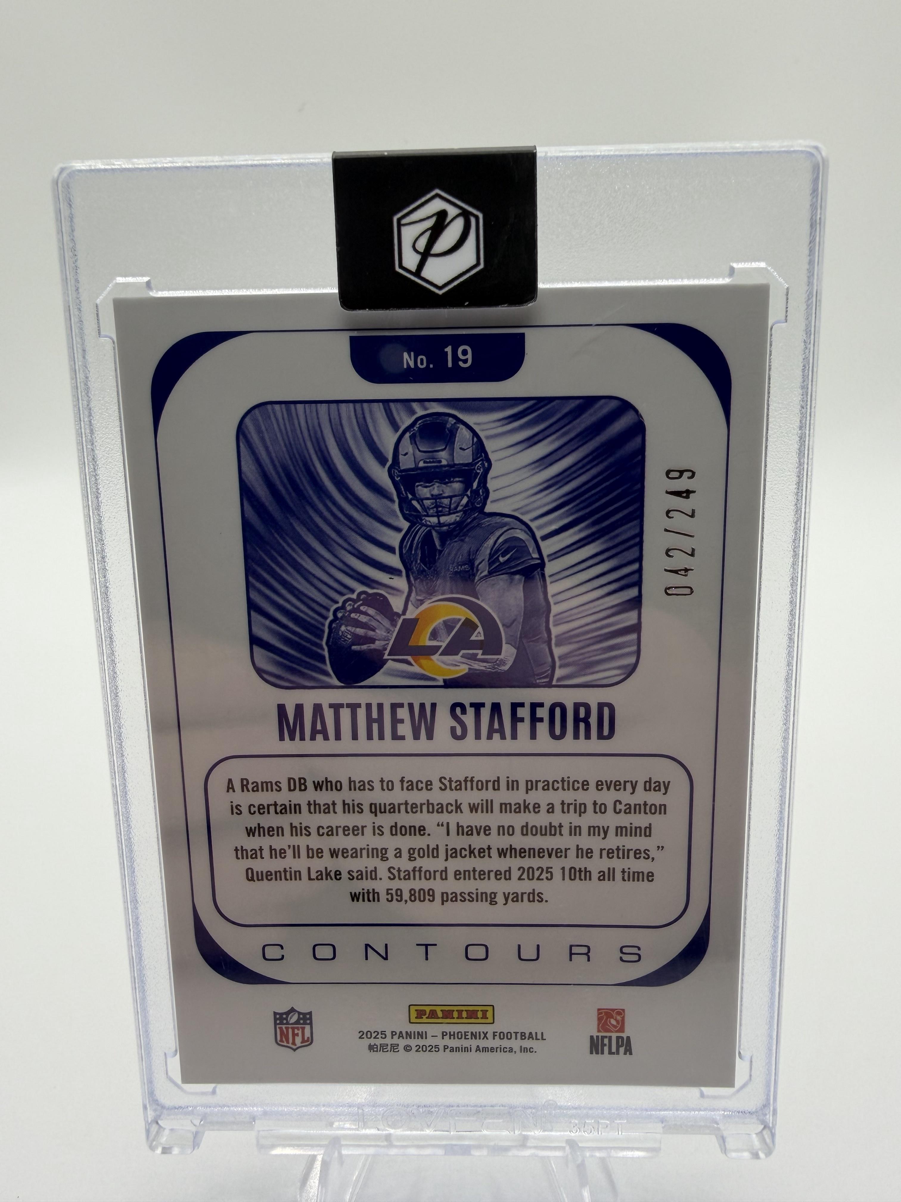 2025 Panini Phoenix Matthew Stafford Rams #19 Contours Red Pandora /249 Card