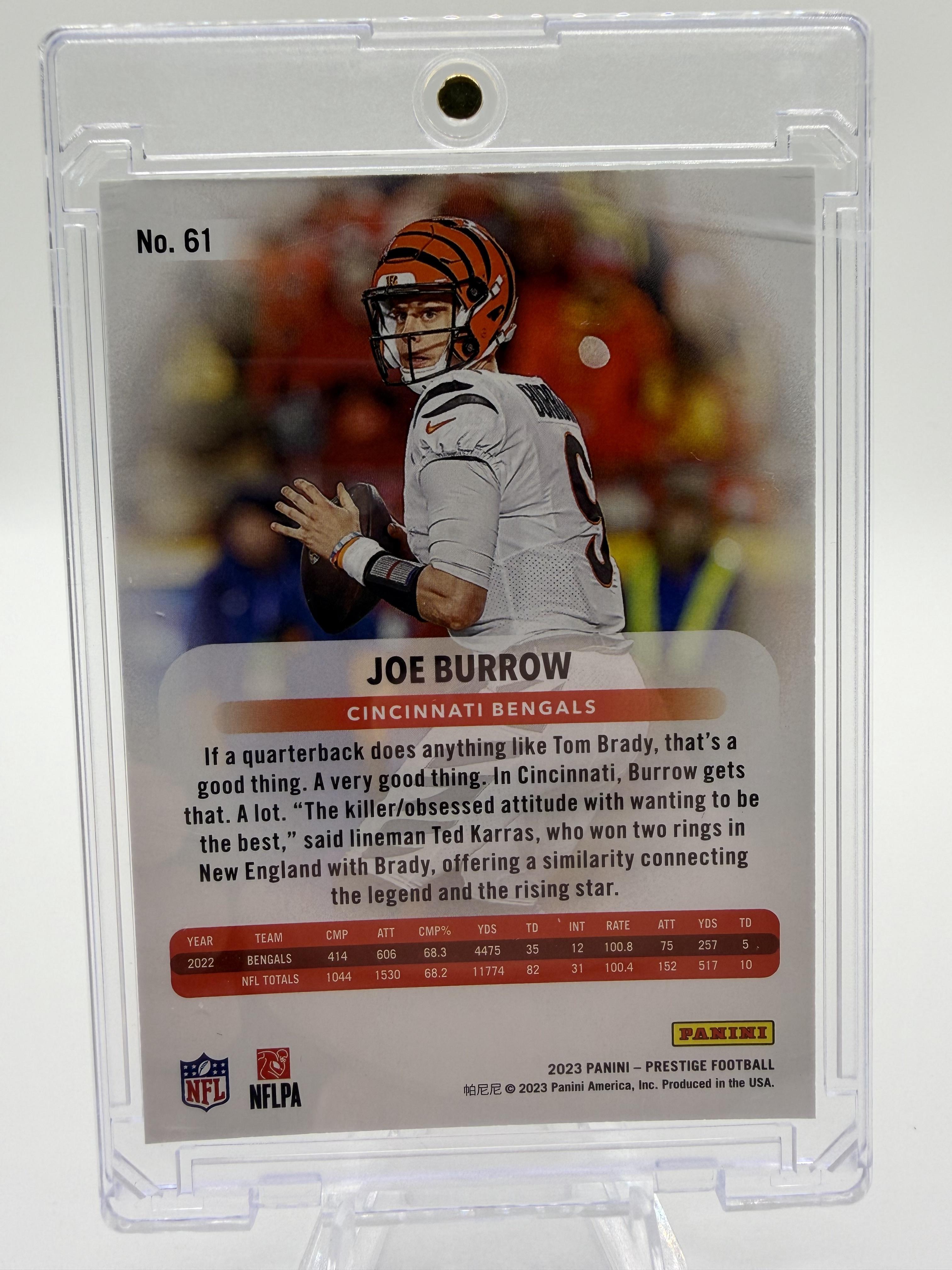 2023 Panini Prestige Joe Burrow Xtra Points Diamond With Case Card #61