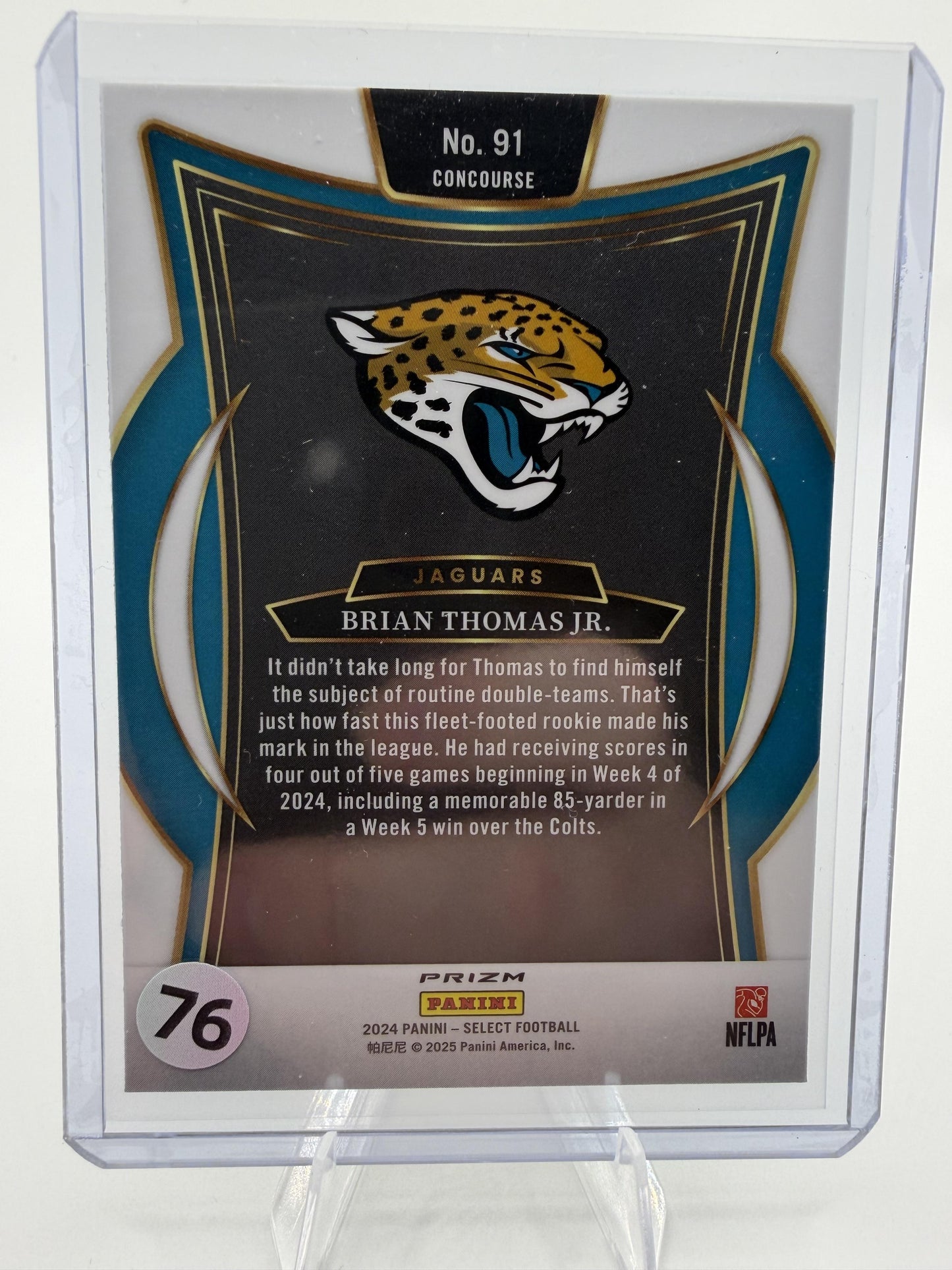2024 Panini Select Brian Thomas Jr. Concourse RSY Shock Prizm RC Card #91