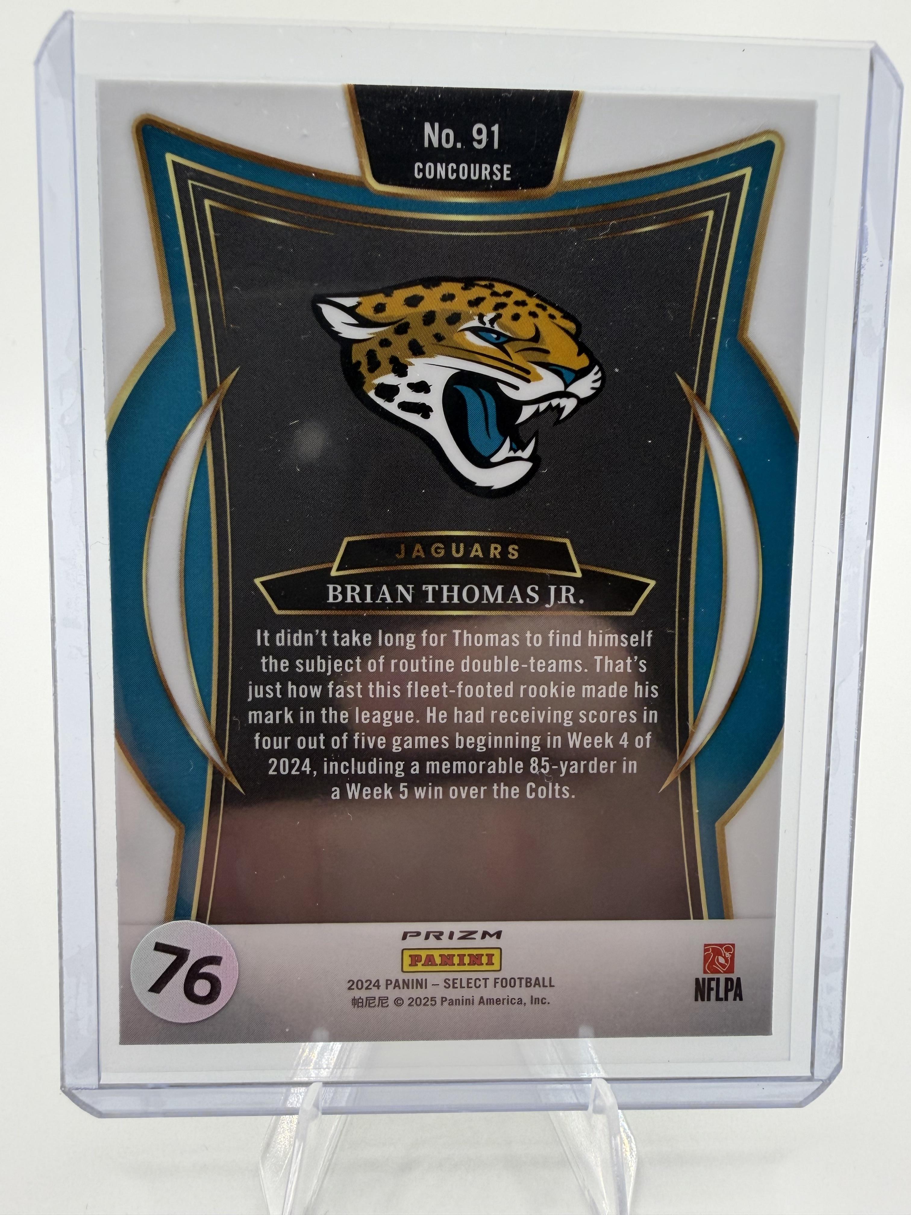 2024 Panini Select Brian Thomas Jr. Concourse RSY Shock Prizm RC Card #91