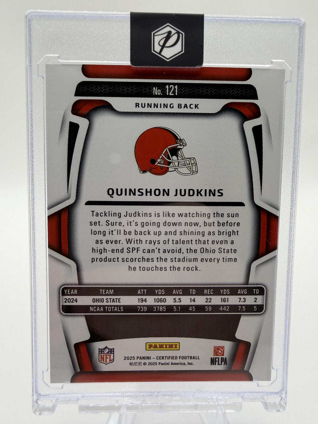 2025 Panini Certified Quinshon Judkins ROOKIE Card #121 Pink Parallel /225