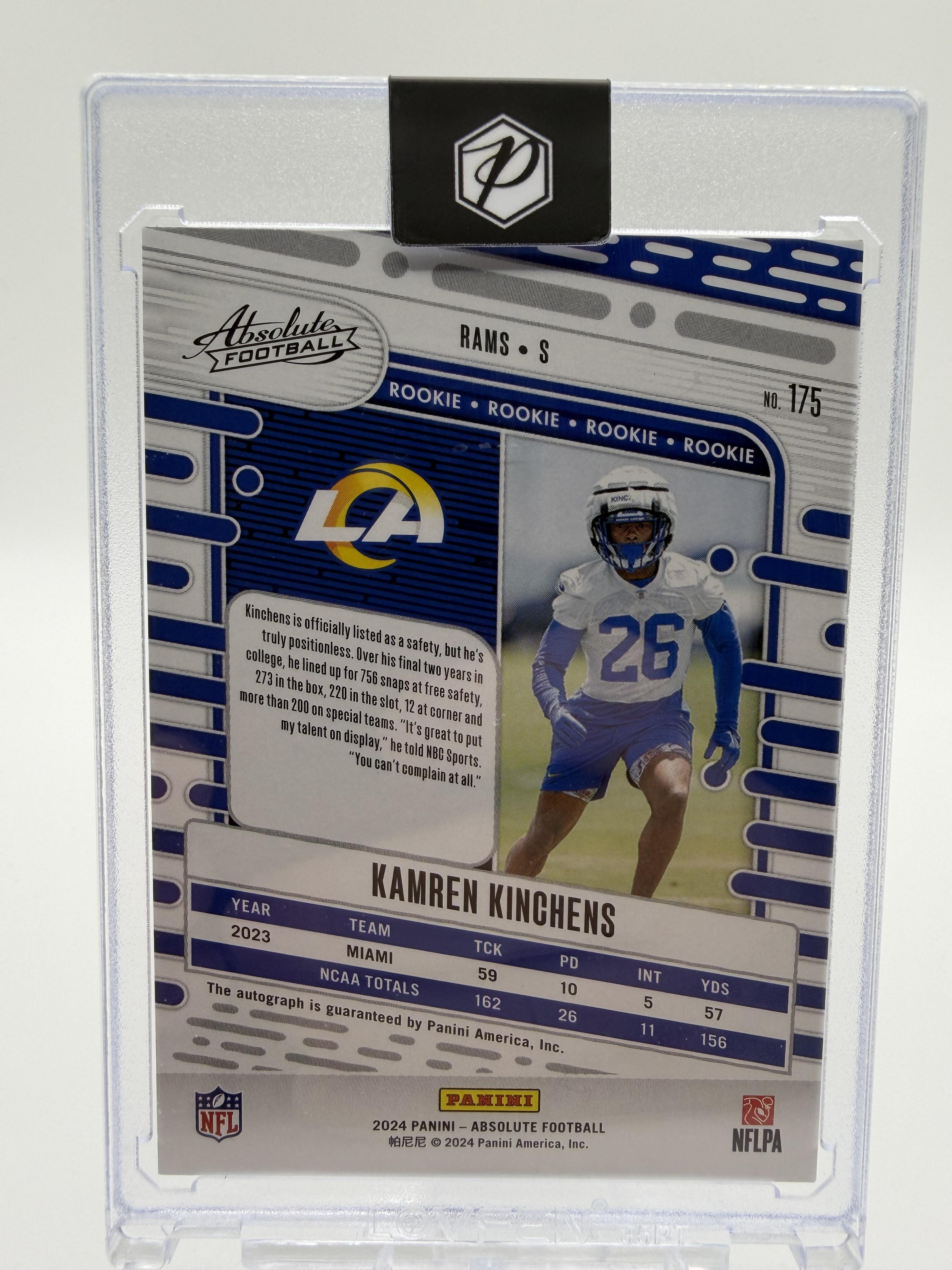 2024 Panini Absolute Kamren Kinchens ROOKIE AUTO Card #175 RC Los Angeles Rams