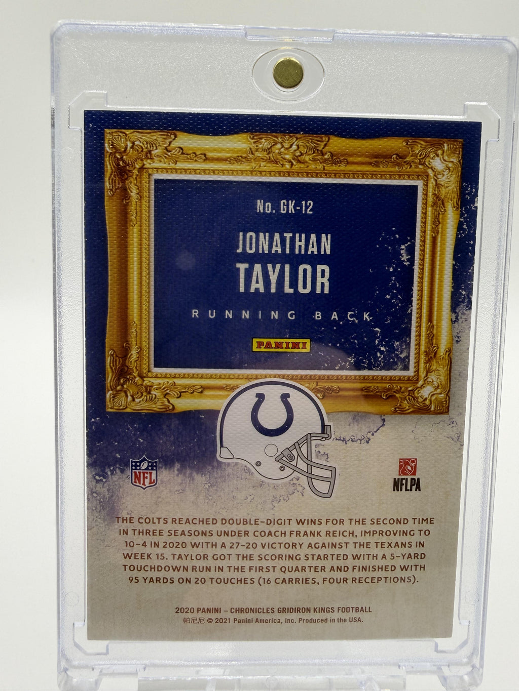 2020 Panini Chronicles Jonathan Taylor ROOKIE Card #GK-12 Gridiron Kings RC