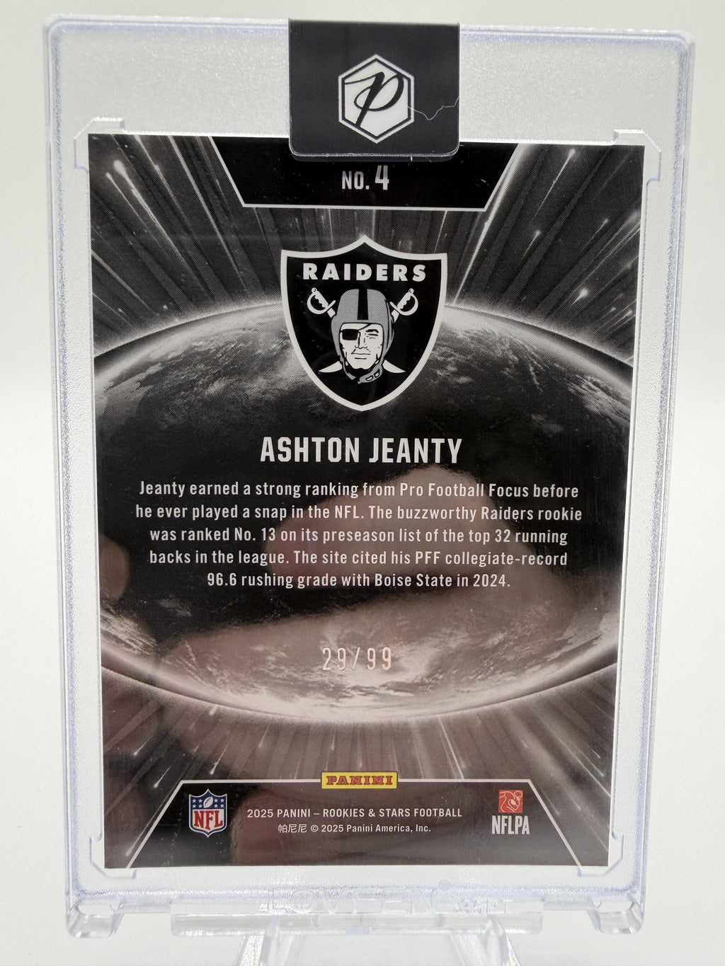 2025 Panini Rookies & Stars Ashton Jeanty Stellar /99 Raiders RC Card #4