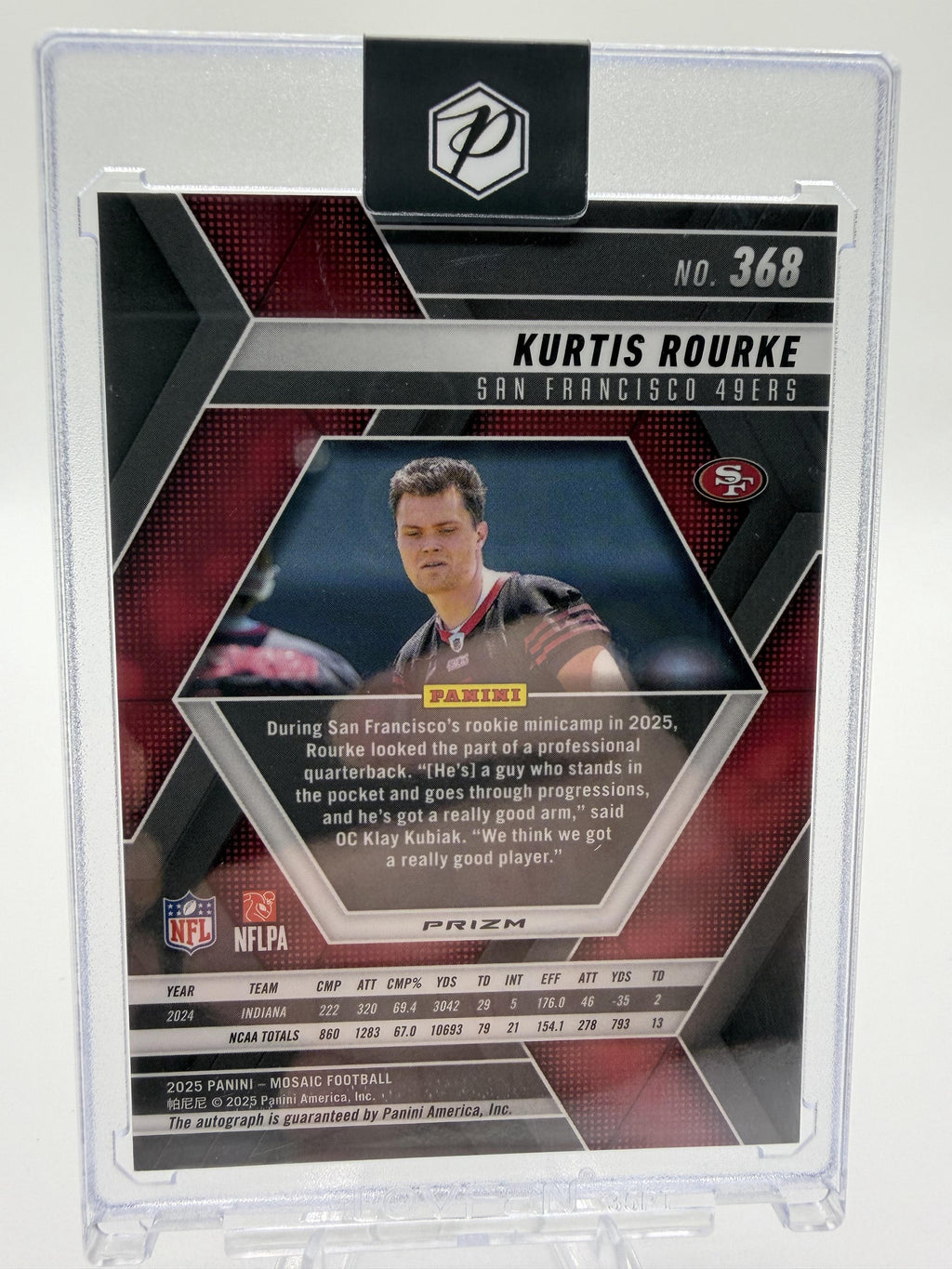 2025 Panini Mosaic Kurtis Rourke ROOKIE AUTO Card #368 Red Prizm RC 49ers