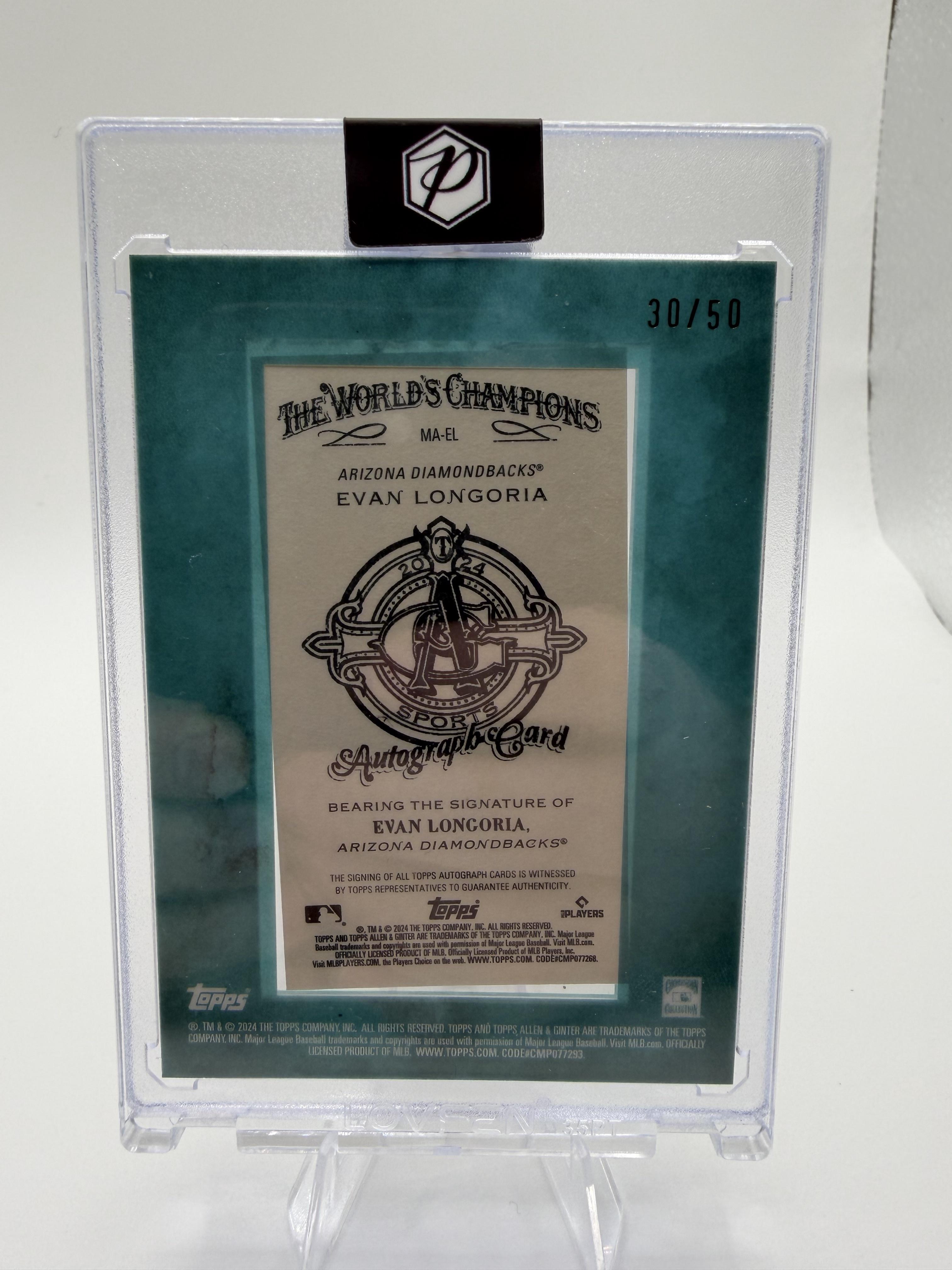 2024 Topps Allen & Ginter Evan Longoria Auto /50 Diamondbacks Card