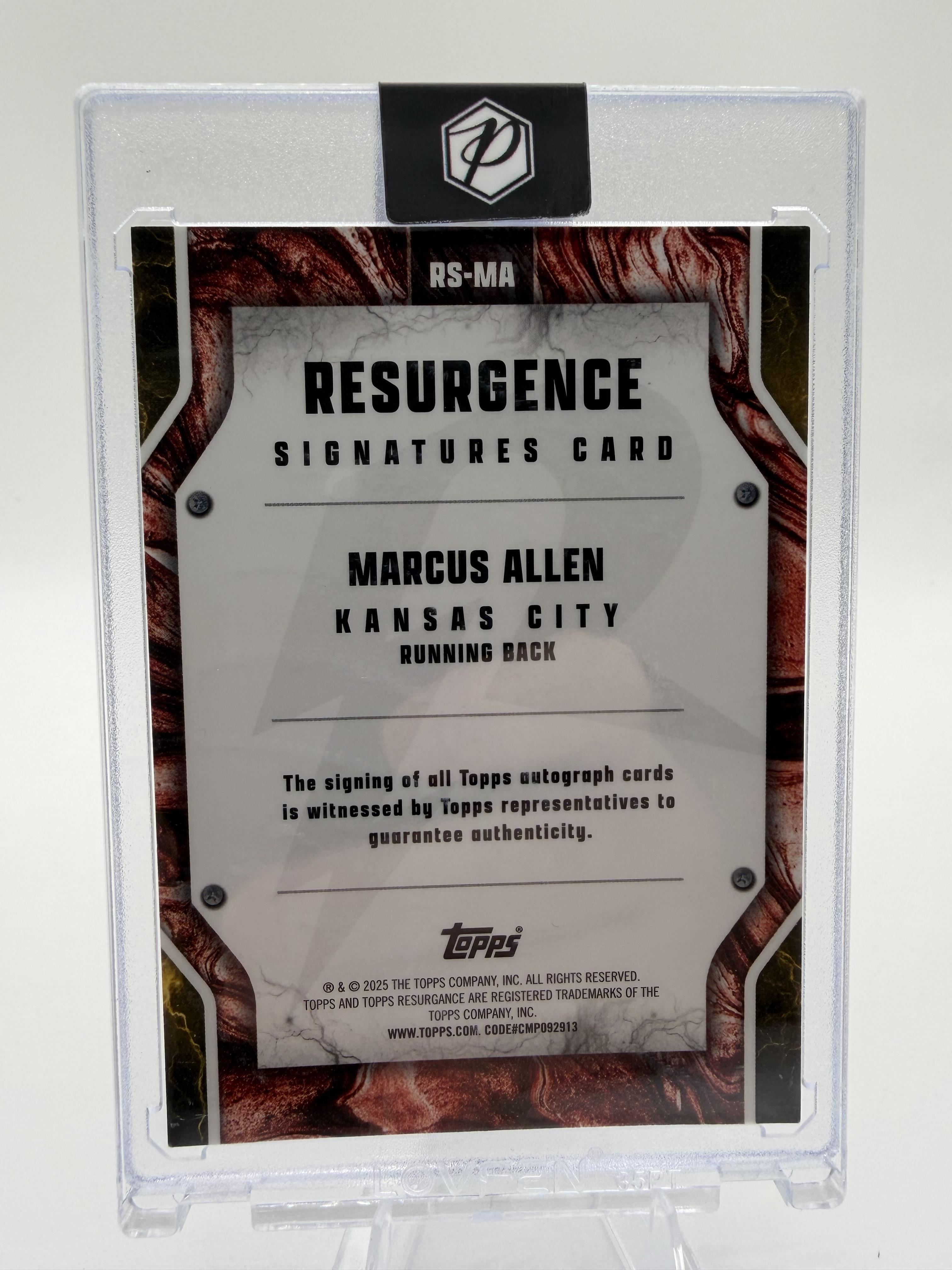 2025 Topps Resurgence Marcus Allen Auto /25 Chiefs Signed Card RS-MA