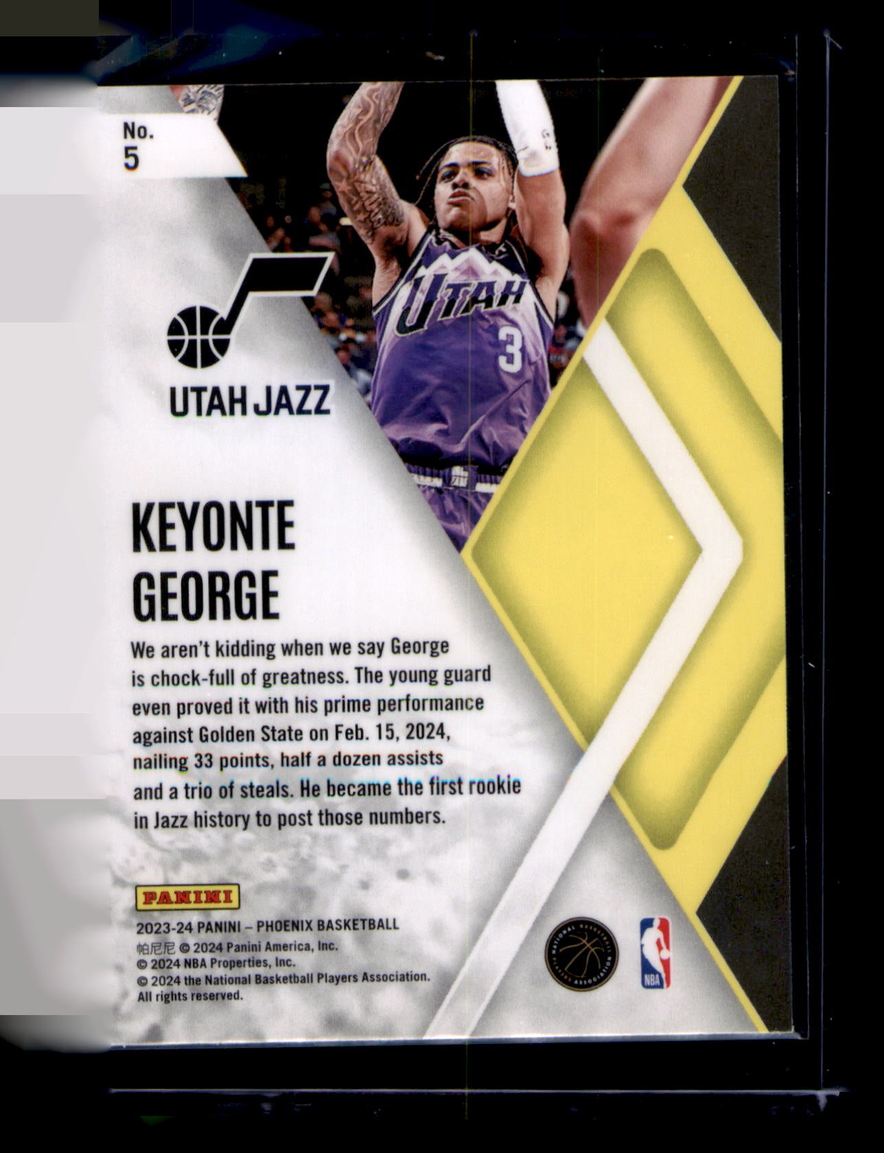 2023-24 Panini Phoenix Keyonte George RC Teal Seismic Instant Phenom Jazz #5