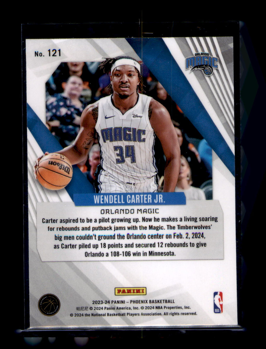 2023-24 Panini Phoenix Wendell Carter Jr Orlando Magic #121 Teal Seismic