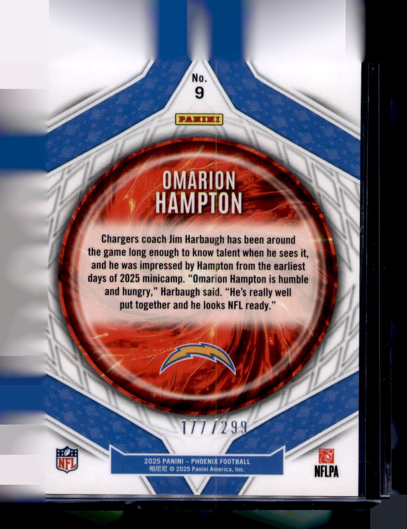 2025 Panini Phoenix Omarion Hampton Paragon Silver Pyramids RC /299 #9