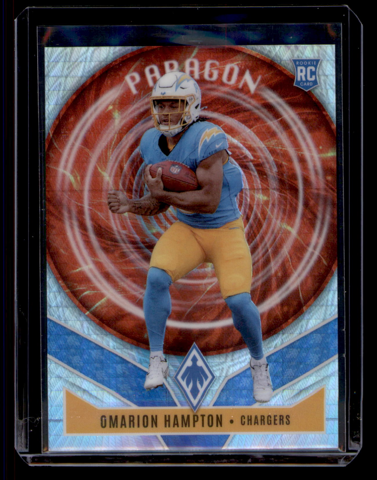 2025 Panini Phoenix Omarion Hampton Paragon Silver Pyramids RC /299 #9