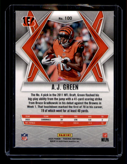 2025 Panini Phoenix A.J. Green Silver Prizm Refractor Card #100 Bengals