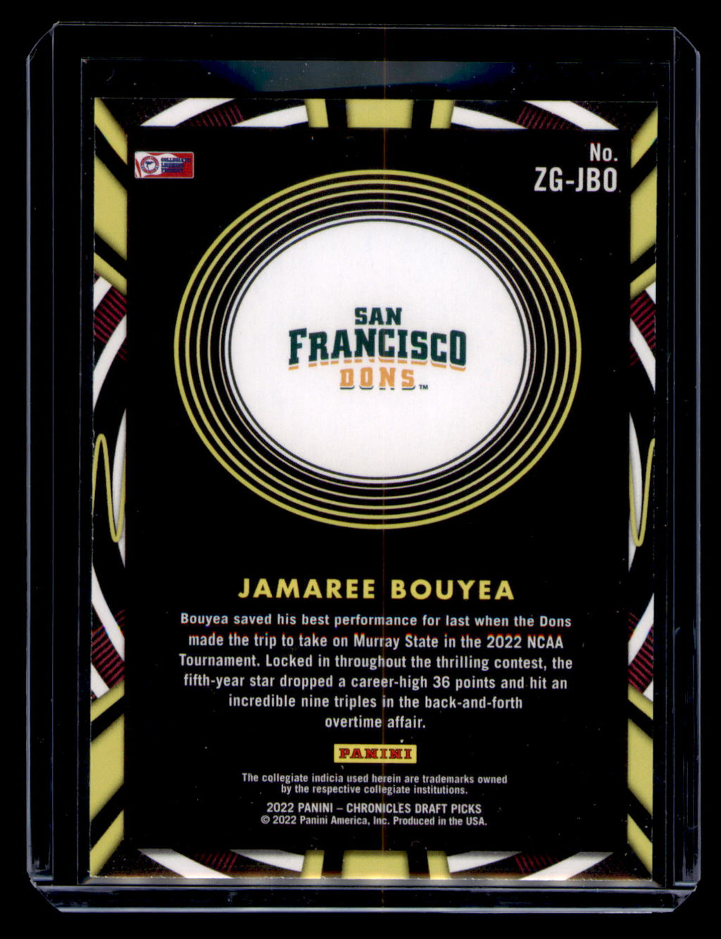 2022 Panini Chronicles Draft Picks Jamaree Bouyea Gamma Rays #ZG-JBO RC Dons