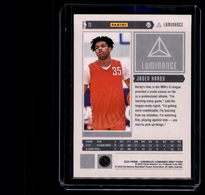 2022 Panini 2022 Panini Chronicles Draft Picks Jaden Hardy Card Luminance Black