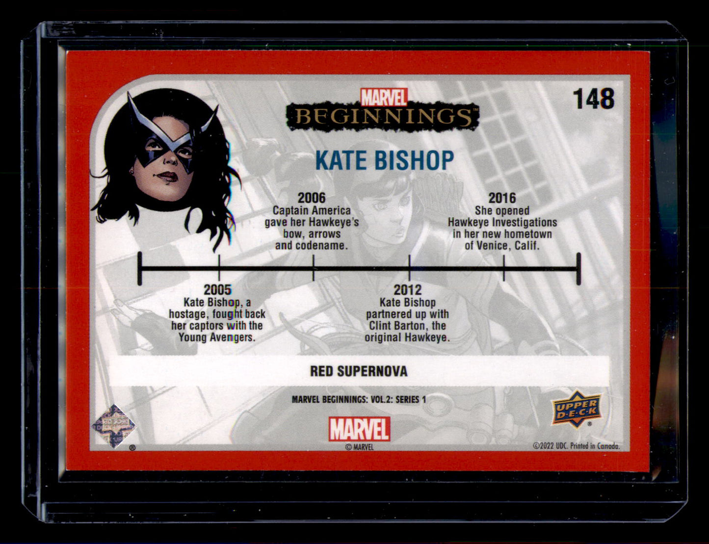 2023 UD Marvel Beginnings Vol 2 Kate Bishop Red Supernova Parallel #148 Hawkeye