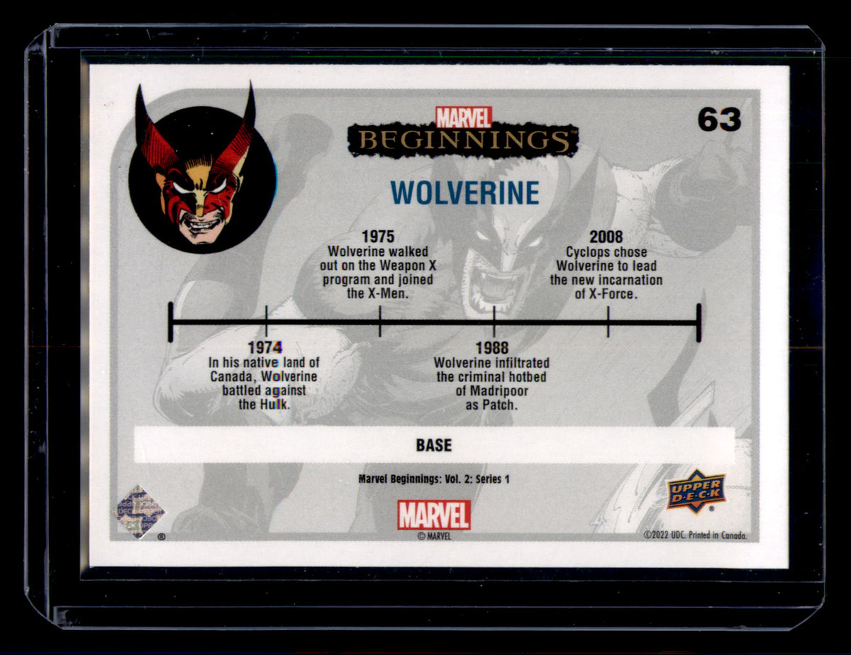 2023 Upper Deck Marvel Beginnings Vol 2 Wolverine Base #63 X-Men Marvel MCU