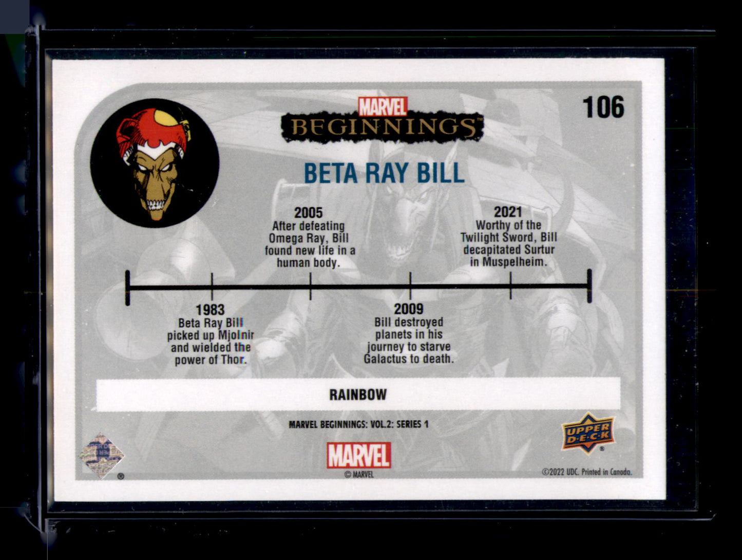 2023 Upper Deck Marvel Beginnings Vol 2 Beta Ray Bill Rainbow Parallel #106