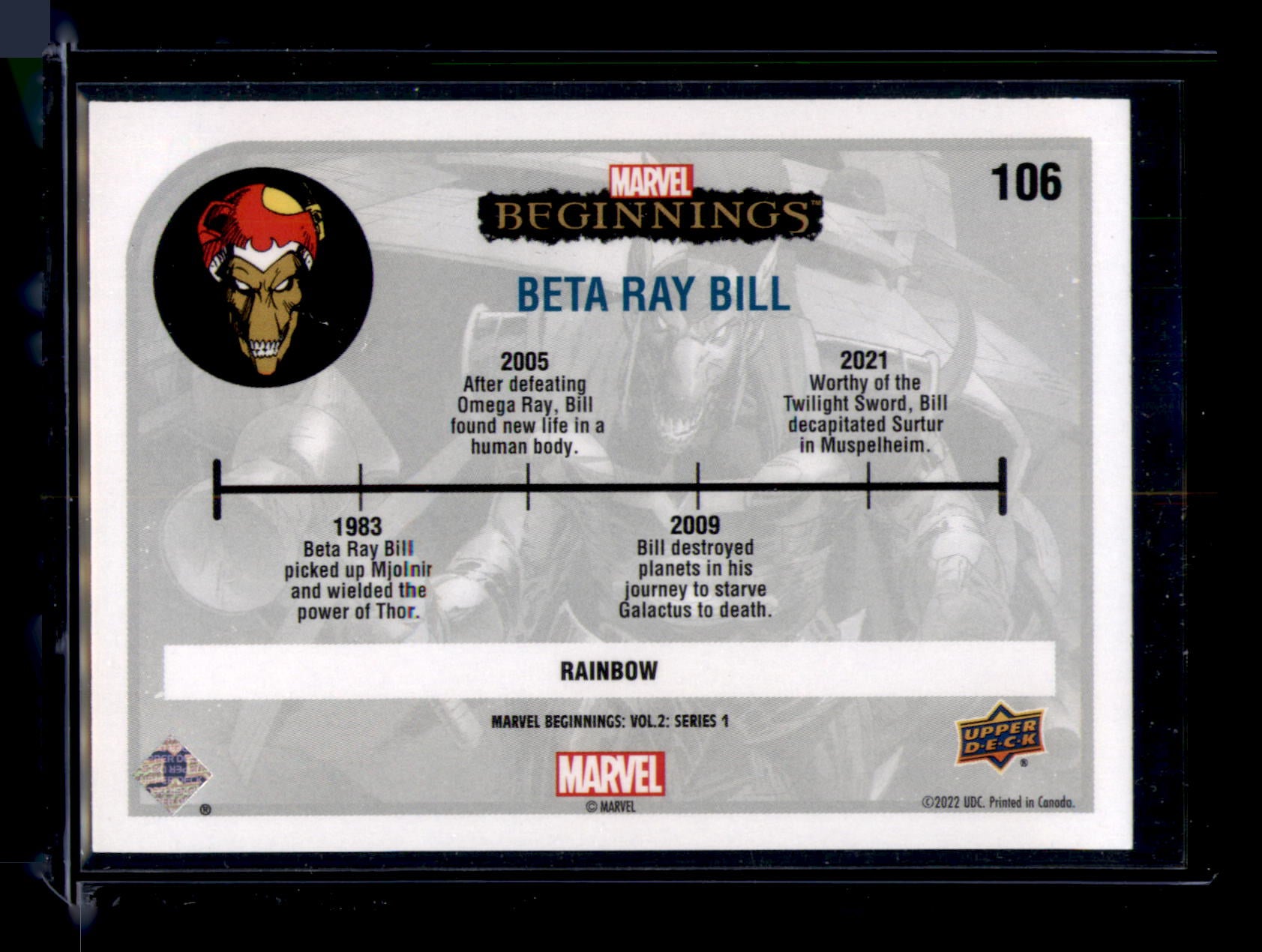 2023 Upper Deck Marvel Beginnings Vol 2 Beta Ray Bill Rainbow Parallel #106