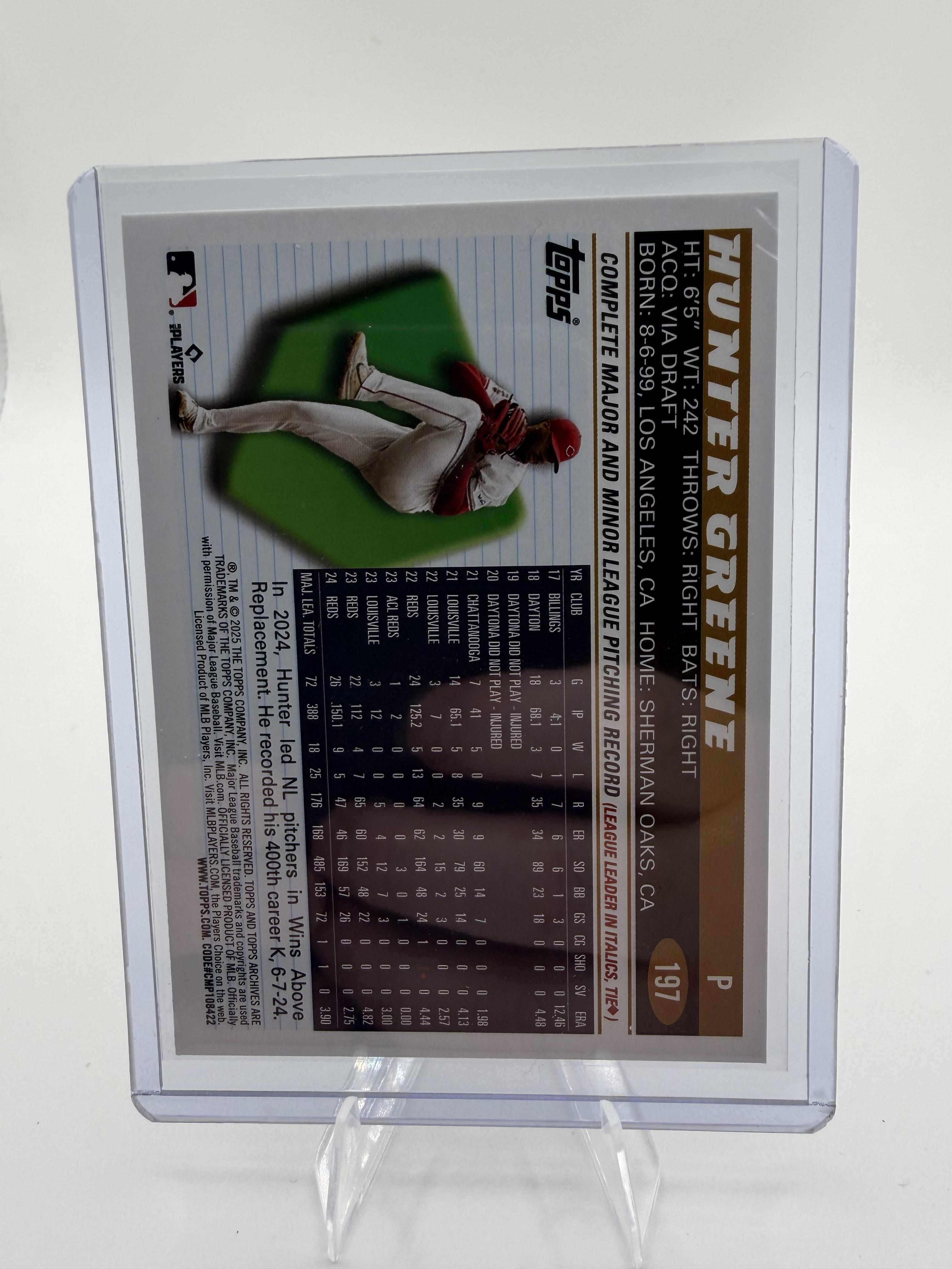 2025 Topps Archives Hunter Greene #197 Card Cincinnati Reds Black Border