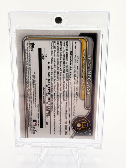 2024 Bowman Chrome Bryce Meccage 1st Auto Purple Refractor /250 Brewers Card
