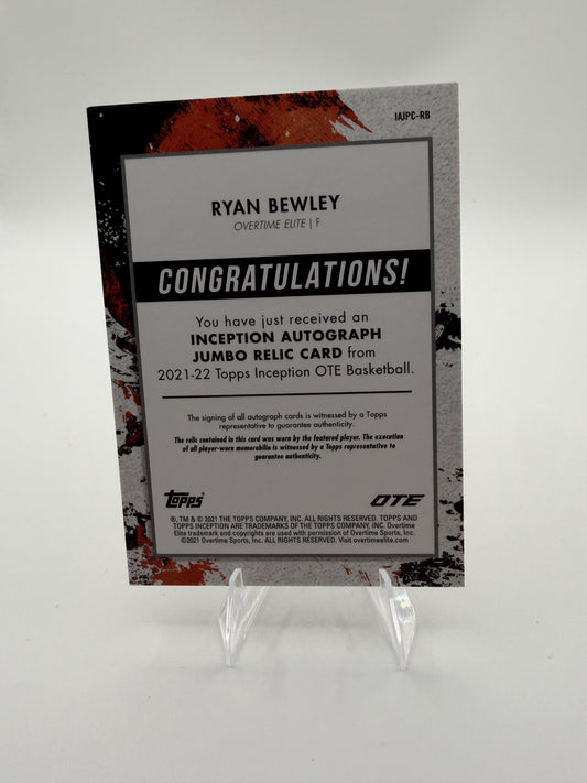 Ryan Bewley 2021-22 Topps Inception OTE Jumbo Patch Auto RC Card Elite