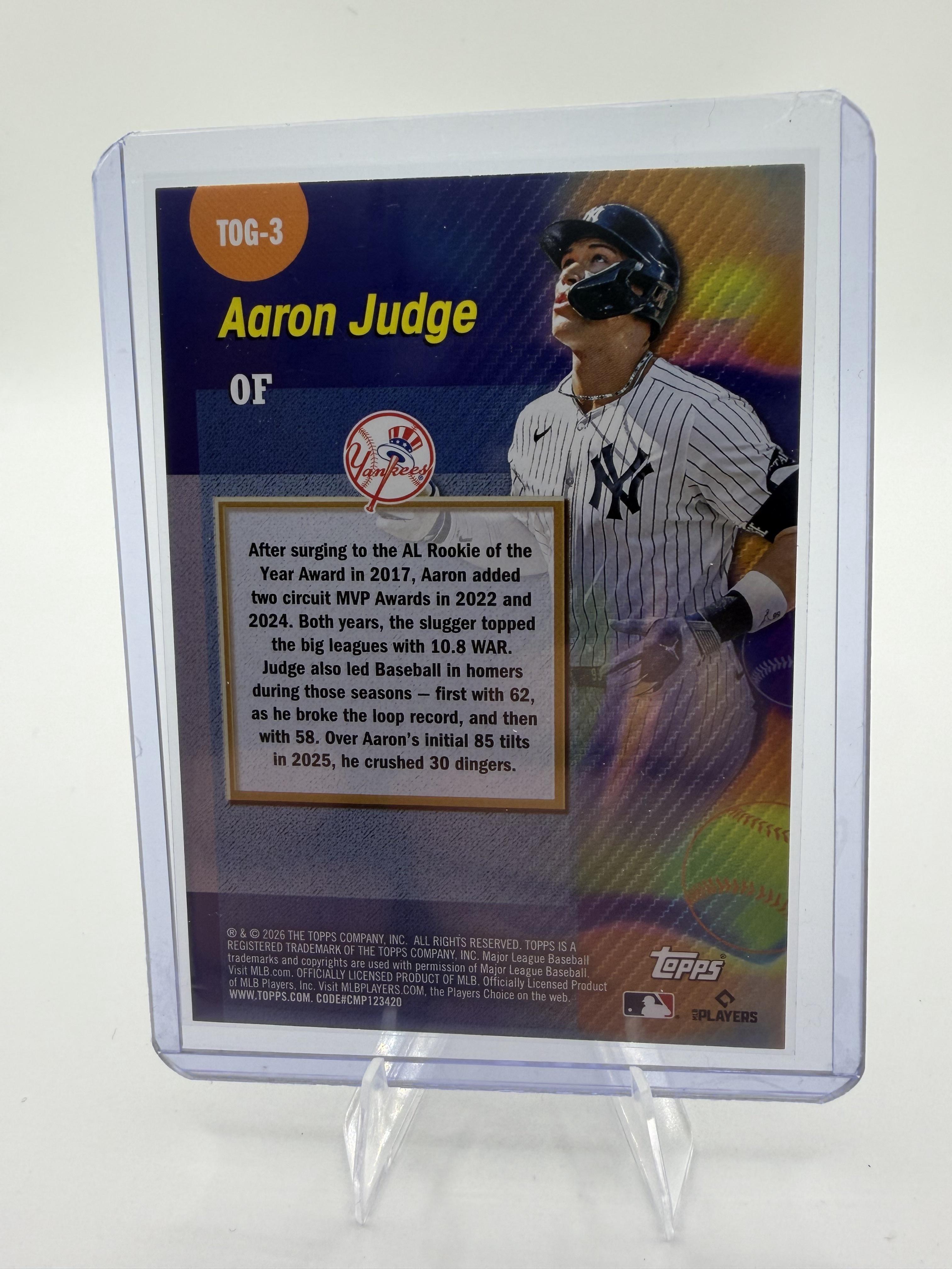 2026 Topps Titans of the Game Aaron Judge #TOG-3 Yankees Card Holo Foil