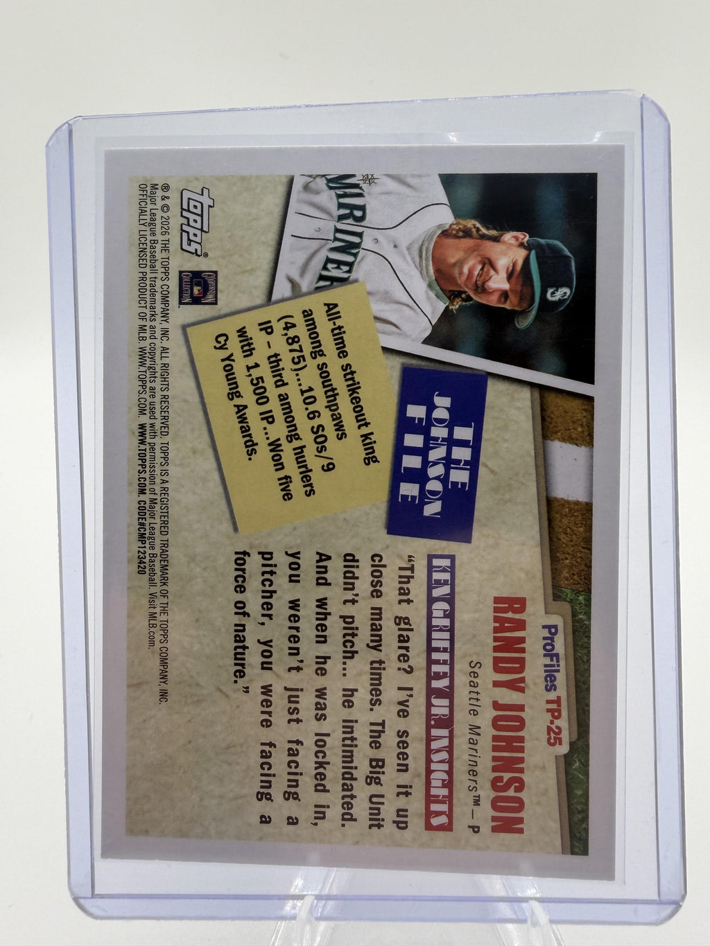 2026 Topps ProFiles Randy Johnson Card #TP-25 Mariners Ken Griffey Jr. Insert