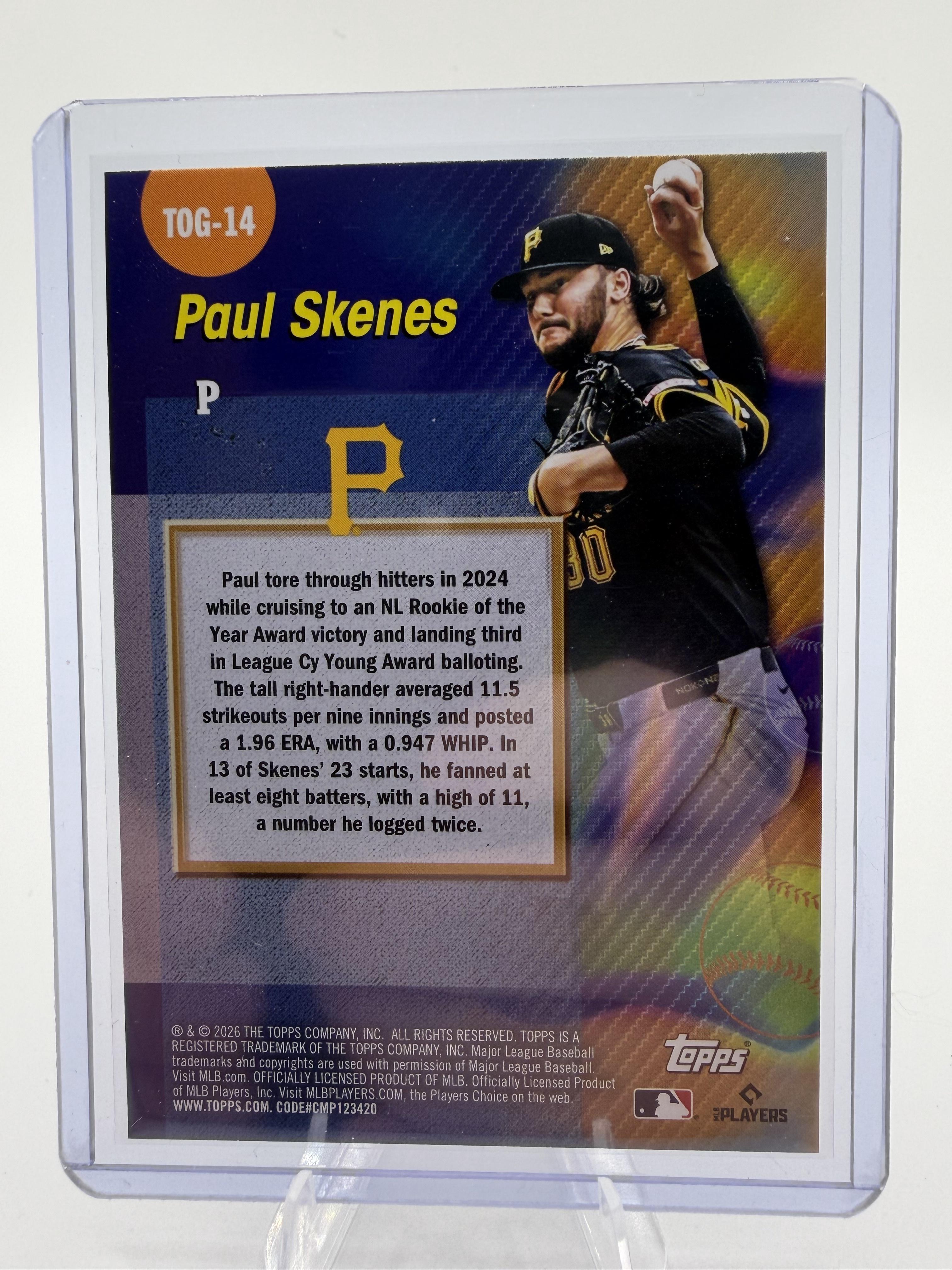 2026 Topps Titans of the Game Paul Skenes Card #TOG-14 Pirates SP Style