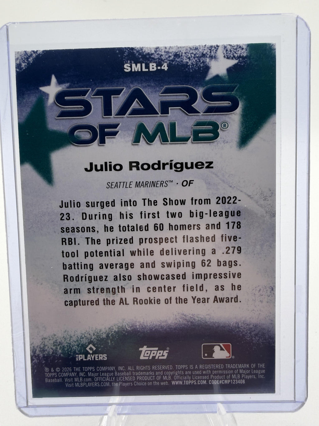 2026 Topps Stars of MLB Julio Rodriguez Card #SMLB-4 Mariners All-Star