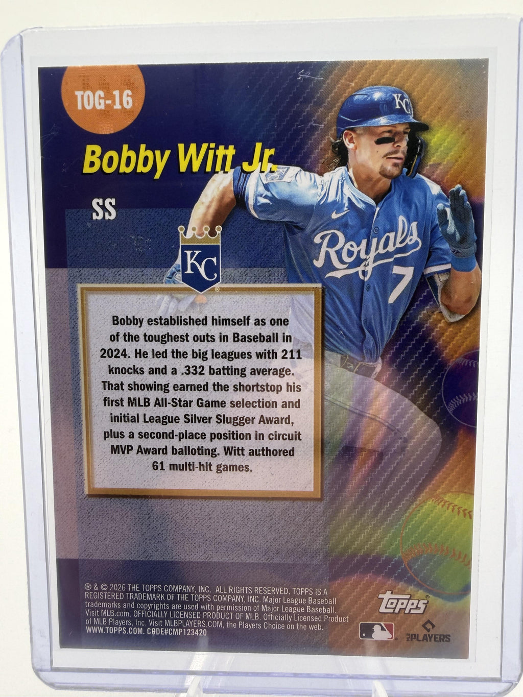 2026 Topps Bobby Witt Jr Titans of the Game #TOG-16 Royals Card Foil
