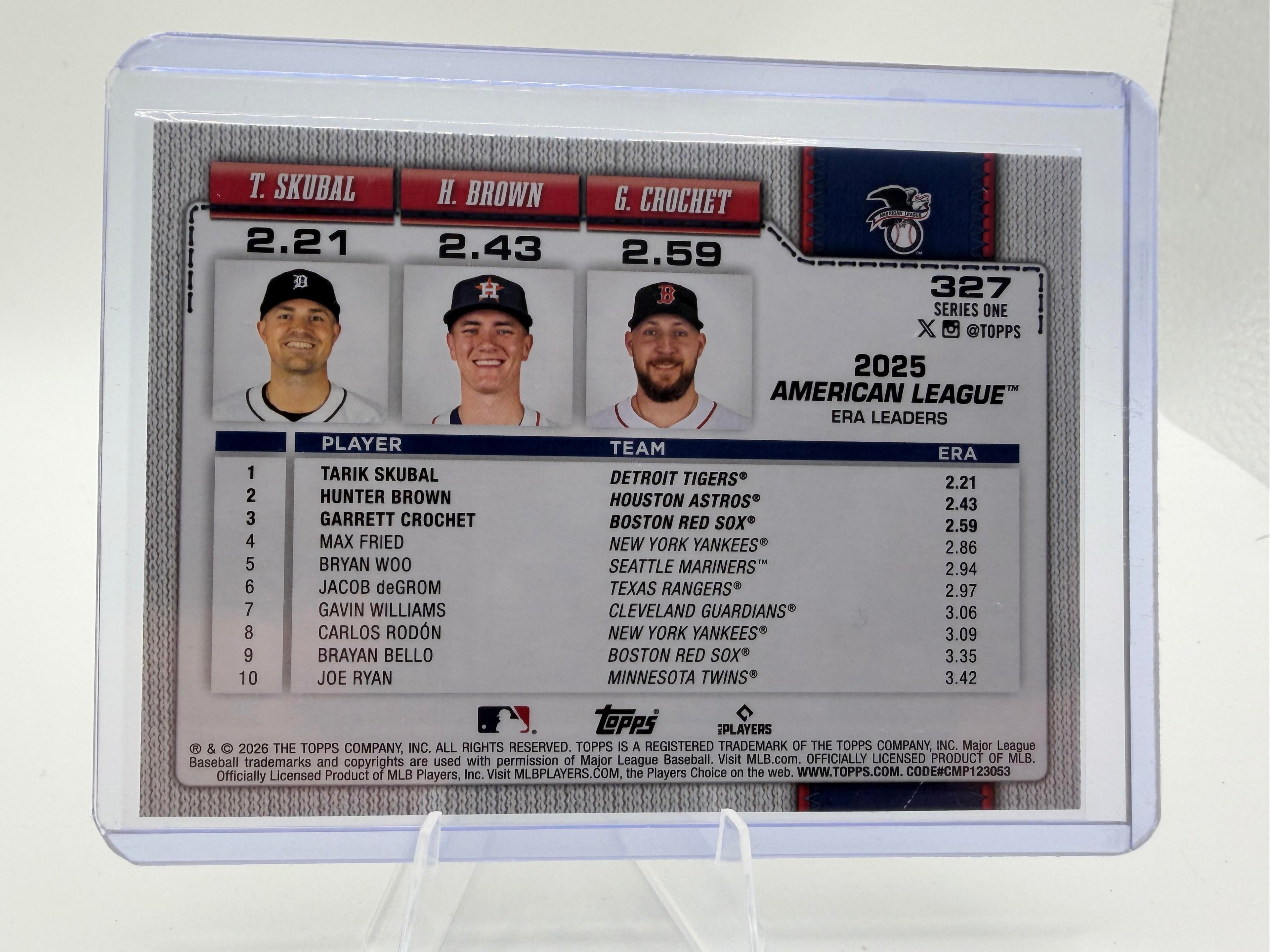 2025 Topps American League ERA Leaders #327 Skubal Brown Crochet Card 2026