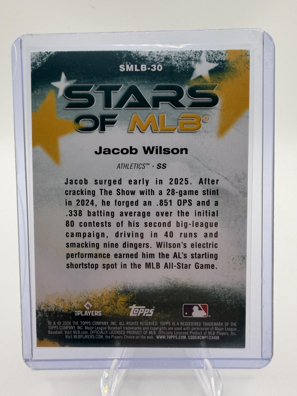 2026 Topps Stars of MLB Jacob Wilson #SMLB-30 Athletics Card Chrome Foil