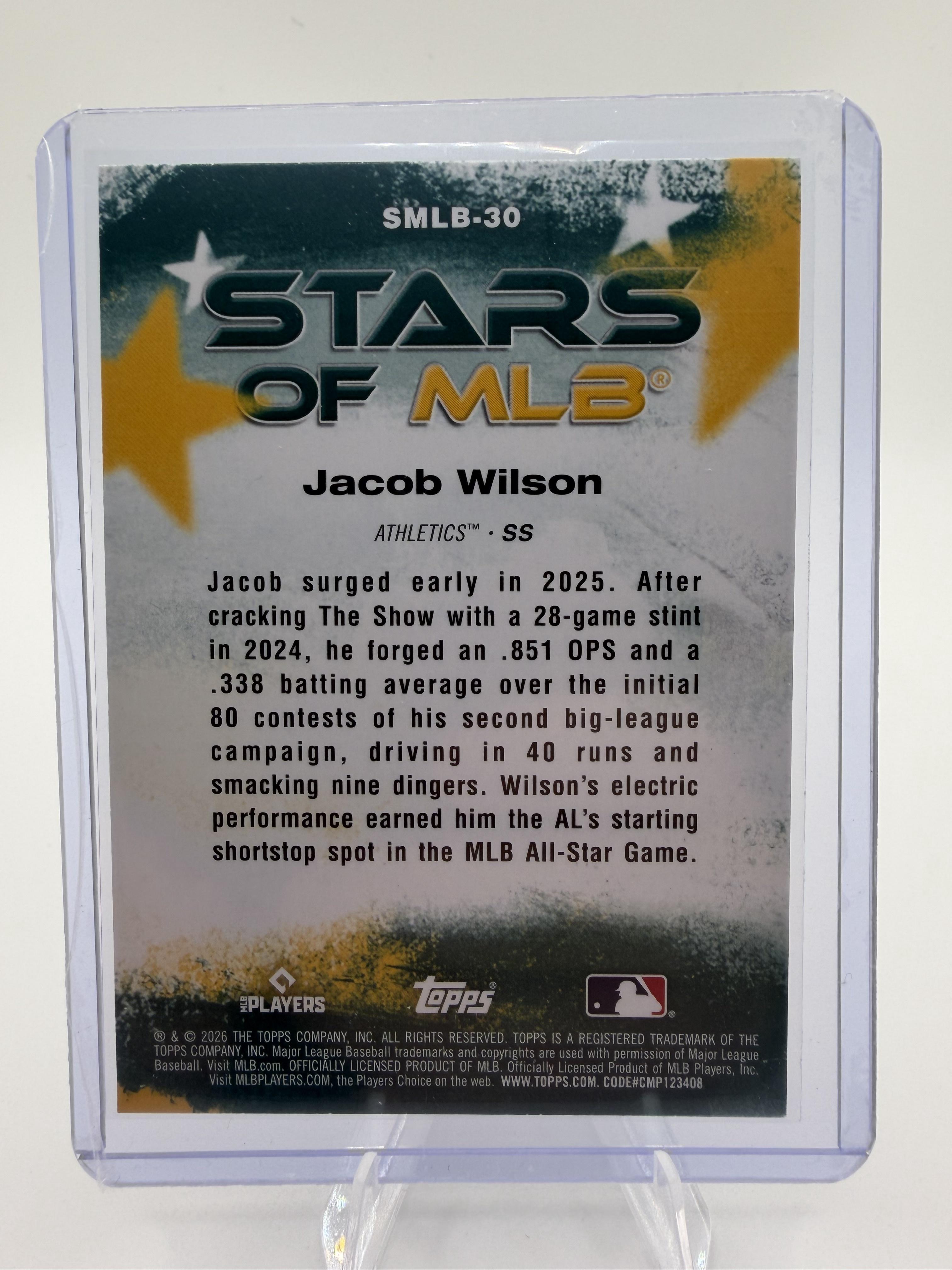 2026 Topps Stars of MLB Jacob Wilson #SMLB-30 Athletics Card Chrome Foil