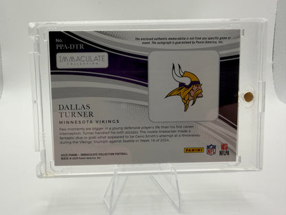 2025 Panini Immaculate Dallas Turner Patch Auto RPA /99 Vikings Rookie Card