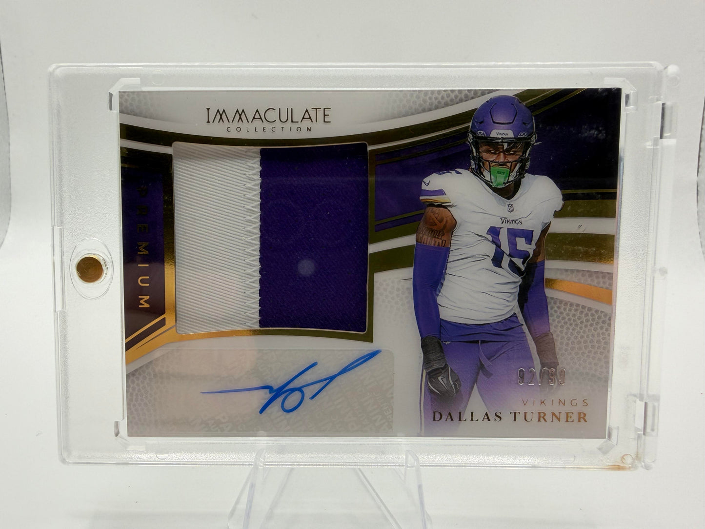 2025 Panini Immaculate Dallas Turner Patch Auto RPA /99 Vikings Rookie Card