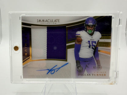 2025 Panini Immaculate Dallas Turner Patch Auto RPA /99 Vikings Rookie Card