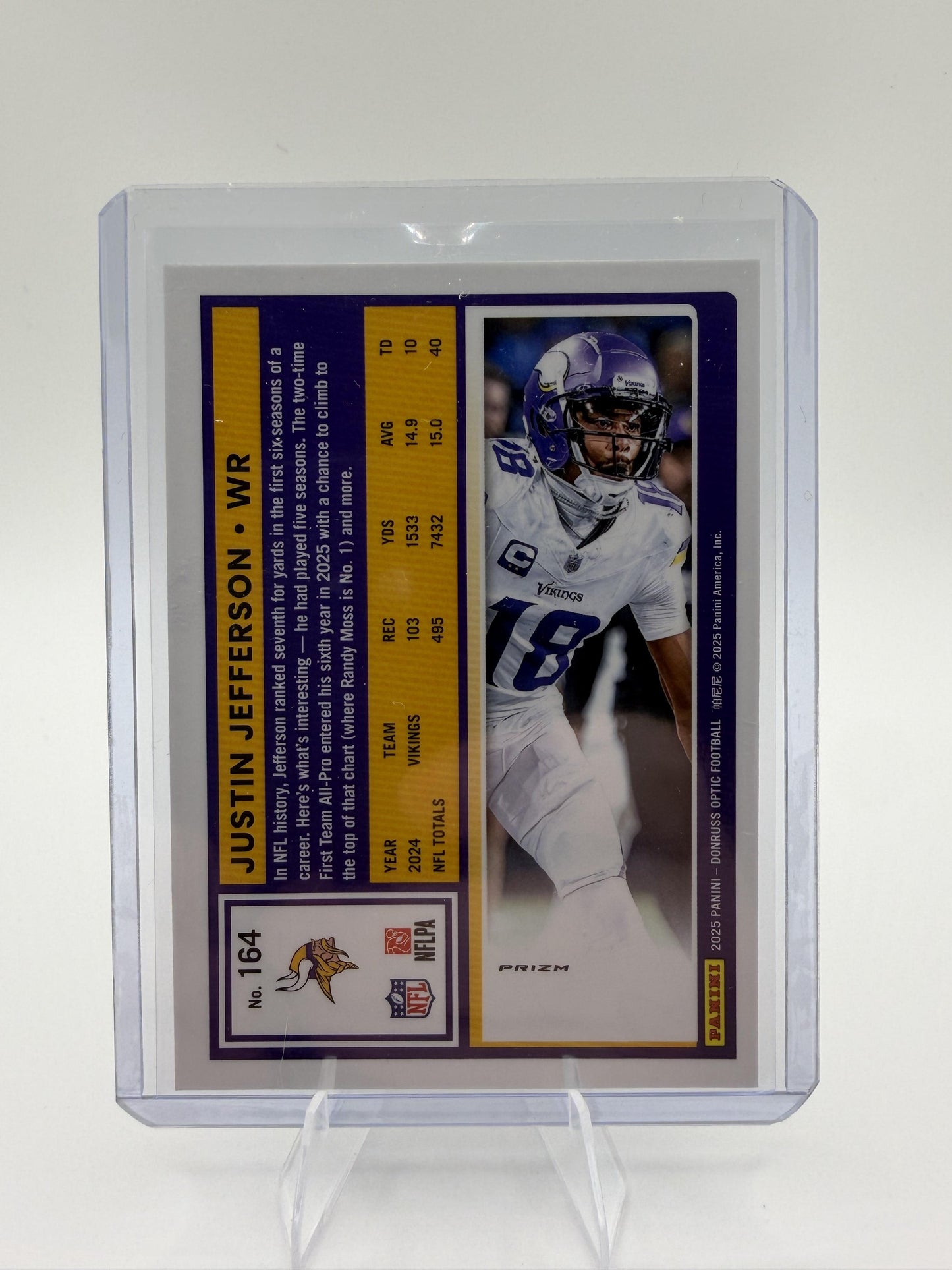 2025 Panini Donruss Optic Justin Jefferson Holo Prizm Vikings Card #164