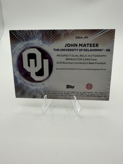 2025 Bowman University Best John Mateer Dual Relic Auto Card #DRA-JM Refractor