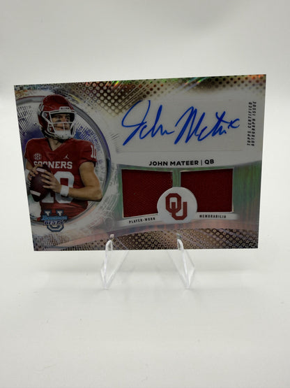 2025 Bowman University Best John Mateer Dual Relic Auto Card #DRA-JM Refractor