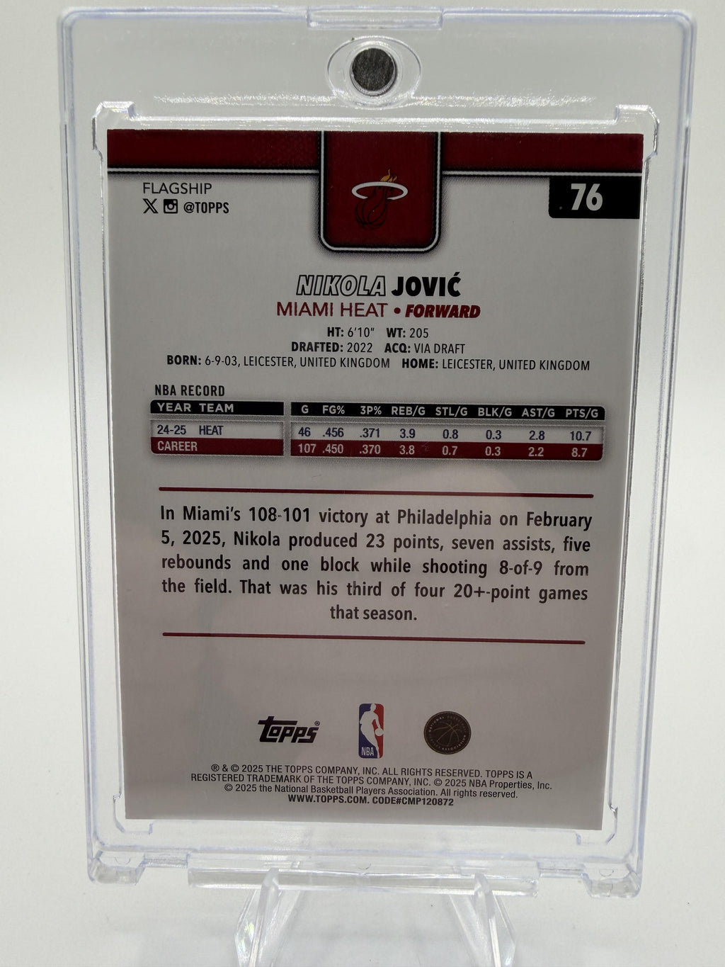 2024-25 Topps Chrome Nikola Jovic Green Parallel Card #76 /99 Miami Heat