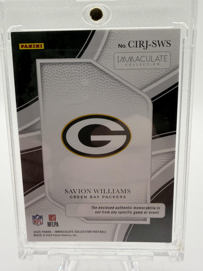 2025 Panini Immaculate Savion Williams Rookie Card /99 Clearly Immaculate Patch
