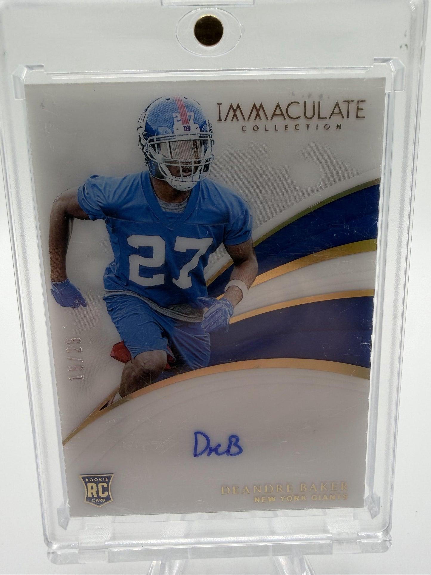 2019 Panini Immaculate Deandre Baker Rookie Patch Auto RPA /25 NY Giants Card