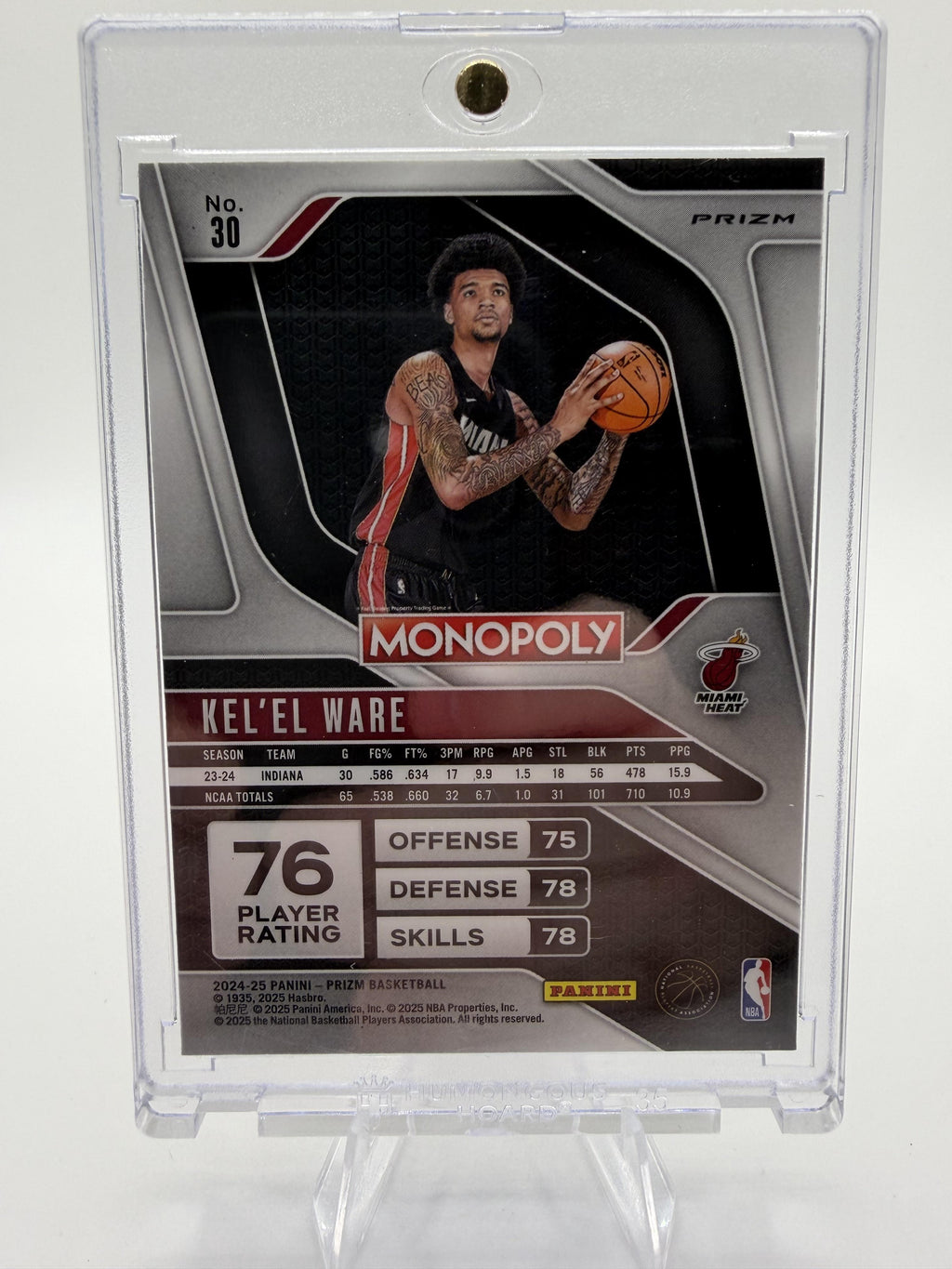 2024 Panini Prizm Monopoly Kel'el Ware Red Prizm Rookie Card RC Miami Heat