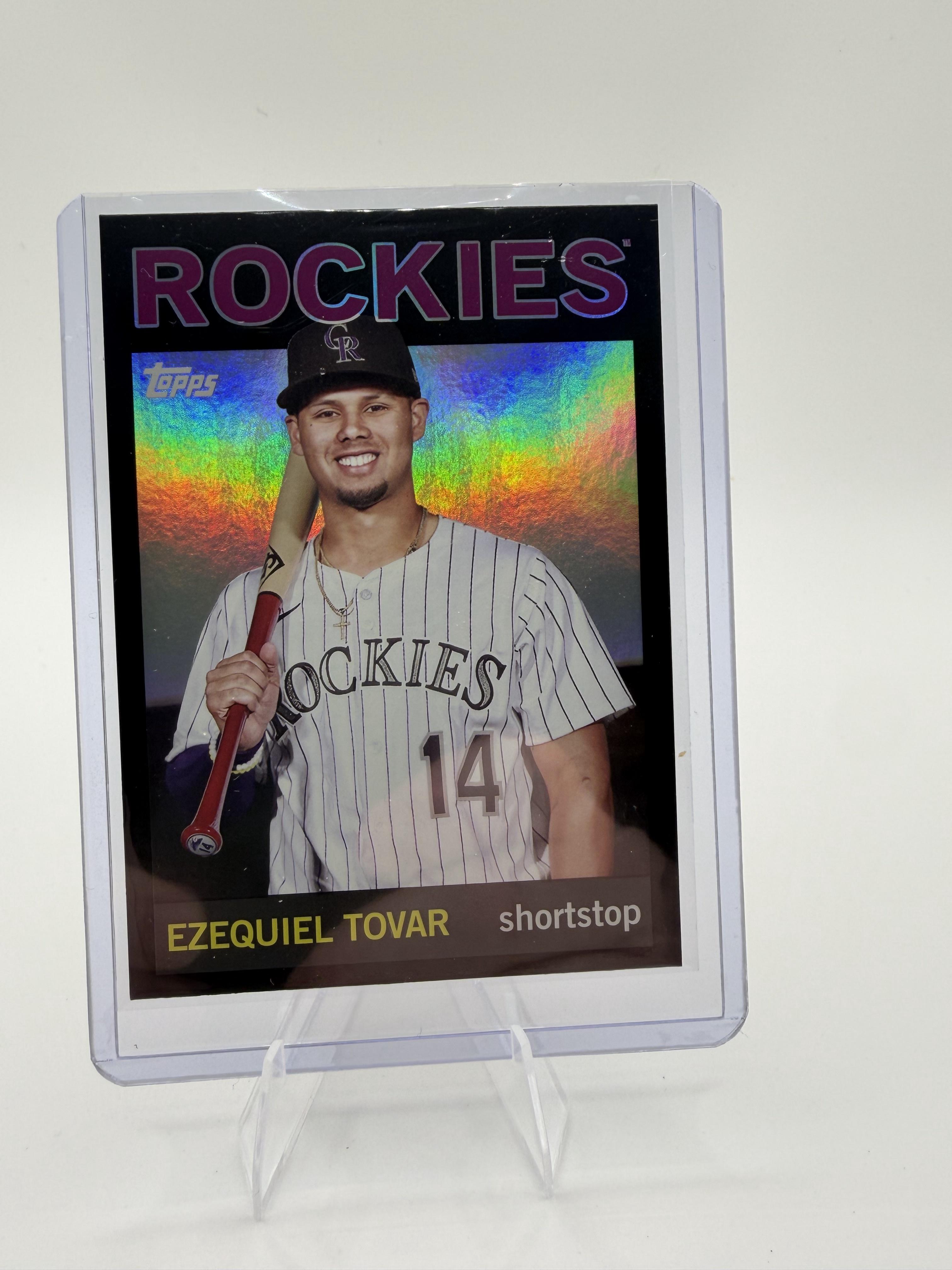 2025 Topps Ezequiel Tovar Black Parallel Card Rockies #14