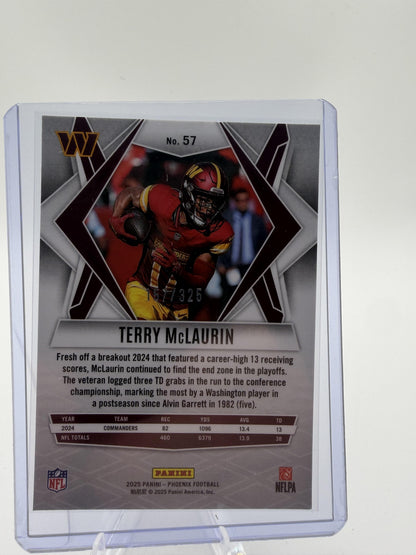 2025 Panini Phoenix Terry McLaurin Blue Diamond Prizm Card /325 Commanders #57