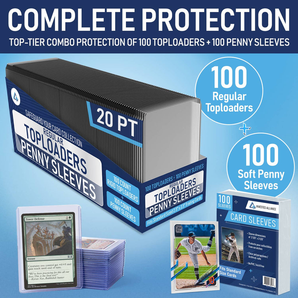 Premium Toploader & Sleeve Bundle (100ct) | Archival-Safe Protection for Standard Sports & TCG Cards - 20PT Thickness