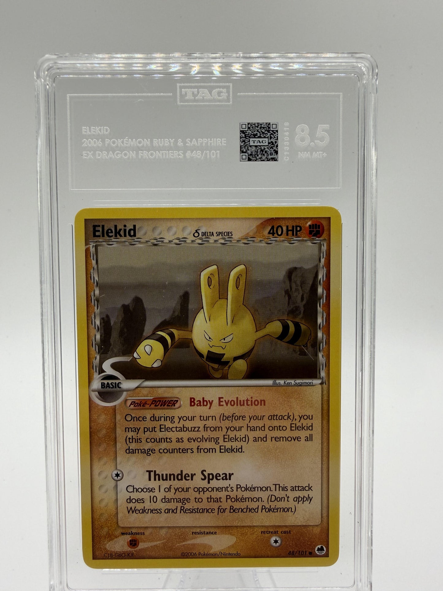 Elekid Delta Species 48/101 EX Dragon Frontiers Pokemon Card TAG 8.5 NM-MT+