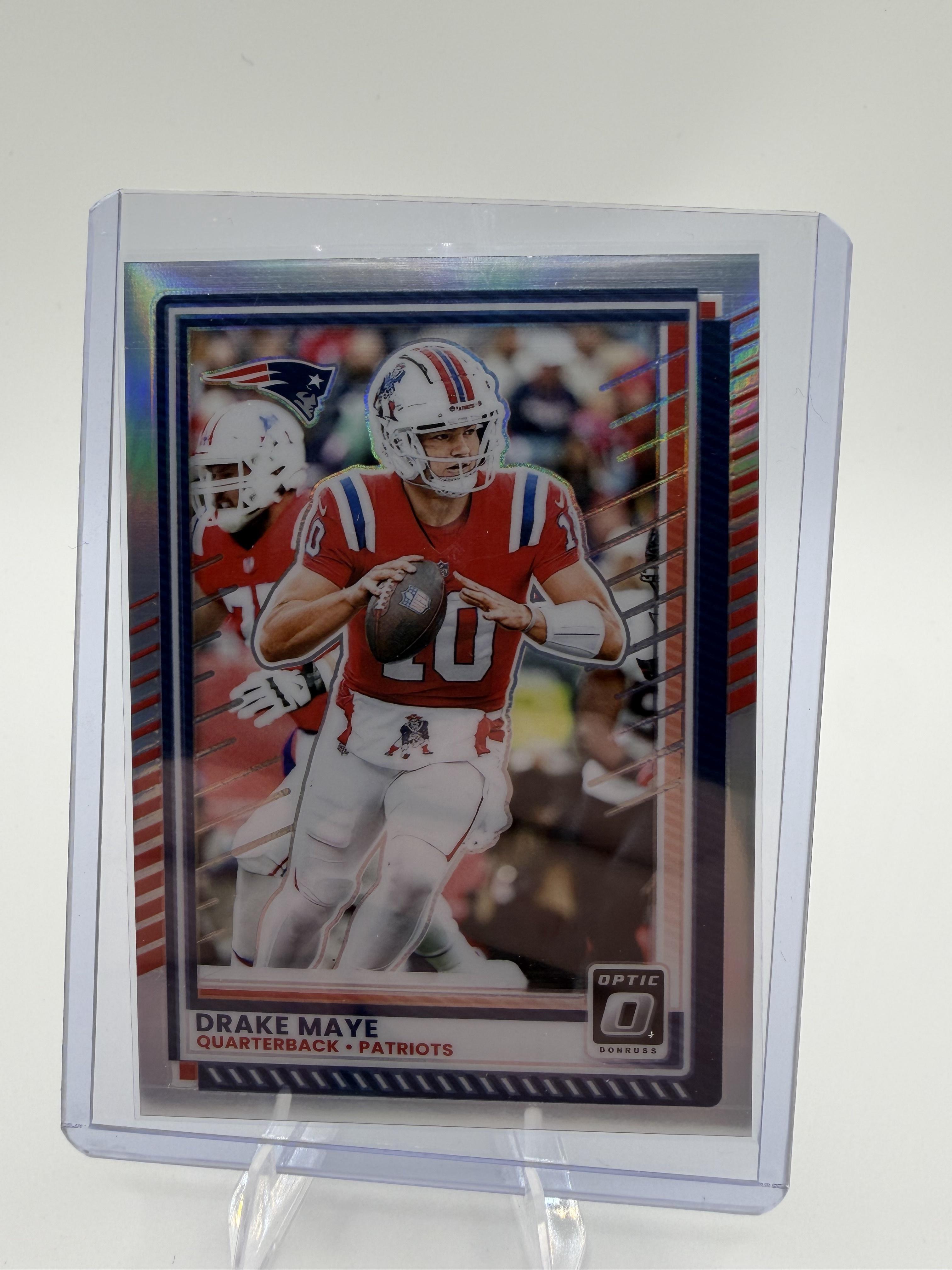 2025 Donruss Optic Drake Maye Rated Rookie Silver Holo Prizm Patriots Card
